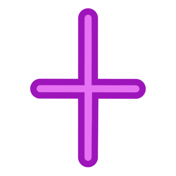 a glyph for the letter J in two toned magenta. It is two circles connected by a diagonal line.